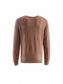 Manfinity Homme Men's Solid Color Crew Neck Casual Pullover Sweater - Camel - View 2