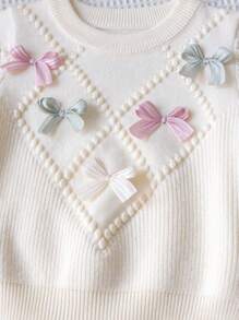 Souflis Souflis Baby Girls Warm Clothing Set, Baby Girls Winter Warm Knitted 2 Pieces Set, Adorable Bow Sweater & Pleated Skirt Outfit, Soft & Comfortable - Apricot - View 6