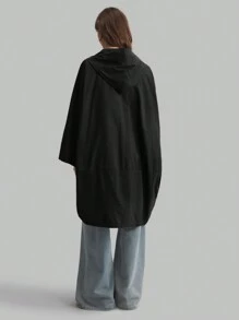 Ontre Stockholm Style, Teacher Outfits For Women,Fall Women Clothes,Women's Hooded Thin Lightweight Windbreaker Jacket, Oversized O-Shaped Design With Pockets, Casual Black Outdoor Ladies Coat, New Spring Collection 2025, Hooded Zip-Up Drawstring Hem