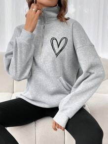 INAWLY Women's Fashion High Collar Half-Zip Front Casual Hoodie Sweatshirt
