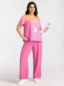 TaskEZ Plus Size V-Neck Short Sleeve Gradient Simple Scrub Top,Large Size V-Neck Short Sleeve Gradient Color Double Pocket Casual Uniform Shirt, Surgical Gown, Health Check Surgical Gown Uniform Women Solid Color Pet Grooming Work Uniform Tops Nutritionist Work Clothes Short Sleeve Lab Work Clothes, Women's V-Neck Scrub Tops, Simple Casual Sports Cleaner Uniform, Stylish Casual Sportswear