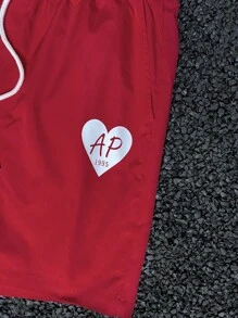 Manfinity VCAY Men's Loose Heart Print Crew Neck Short Sleeve T-Shirt Set, Suitable For Summer