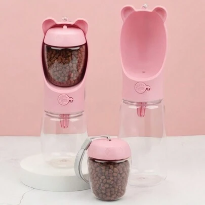 PETSIN 1 Bình nước du lịch cho chó mèo chó con có hộp đựng thức ăn chống rò rỉ chống trượt đi bộ ngoài trời đi bộ đường dài cắm trại du lịch thiết yếu có thể gập lại nhẹ bền phụ kiện cho thú cưng cho chuyến đi công viên bãi biển mùa hè đồ dùng cho thú cưng bình đựng nước cho chó