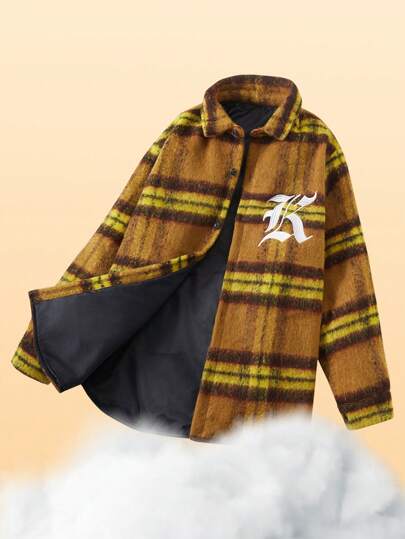 Chaqueta informal holgada de estilo universitario a cuadros para adolescentes varones, otoño/invierno