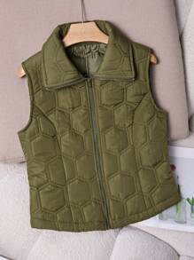 Chiquease Women Solid Color Zipper Front Casual Vest, Winter Clothes Jacket