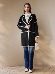 MOTF PREMIUM CONTRAST BINDING SINGLE BUTTON OVERCOAT - Black - View 4