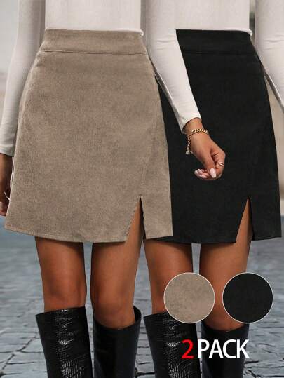 EMERY ROSE Damen Lässig einfarbiger Rock, minimalistisch und modisch für den täglichen Gebrauch