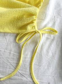 Soleia Áo ba lỗ cổ rút dệt kim jacquard màu đỏ rượu vang dành cho nữ, bó sát - Màu Đỏ Sâu - Xem 5
