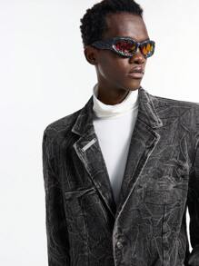 NEON BLANC Chaqueta de calle de doble botonadura de mezclilla para hombres