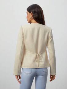 SHEIN Tall Chaqueta de lana para mujer, pequeño tweed fragante, exquisita y elegante, apropiada para citas