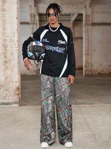 Manfinity EMRG Men's Fashionable Branch Print Drawstring Waist Sweatpants - Multicolor - View 5