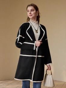 MOTF PREMIUM CONTRAST BINDING SINGLE BUTTON OVERCOAT - Black - View 7