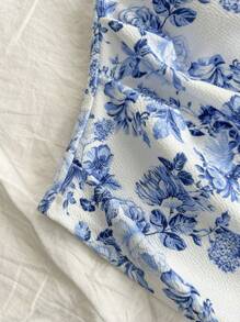 Soleia Holiday Women Floral Print Bandeau Crop Knit Vest, Summer Top