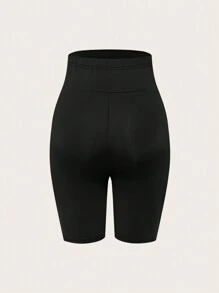 SHEIN Maternity Solid Color Pocket Casual Leggings, For Daily Wear