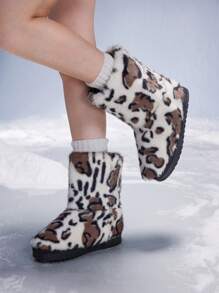 Cuccoo CUCCOO GRLICON Women's Leopard Print Thermal Lined Warm Snow Boots For Winter For Christmas And New Year Holiday Vibe Fall And Winter