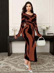 Modelyn Women Knit Sweater Dress, Casual & Simple For Daily Wear, Fashion