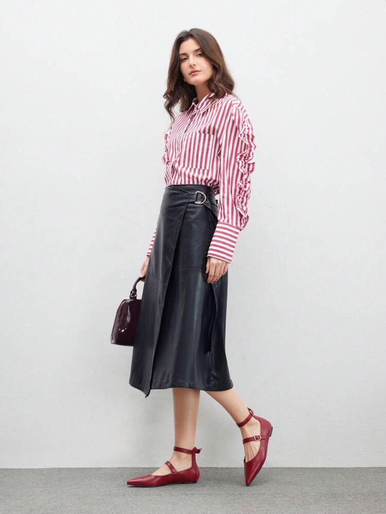 CUCCOO BIZCHIC 1 Pair Women Red PU Pointed Toe Fashionable And Comfortable Flats Spring Shoes Spring Break Easter