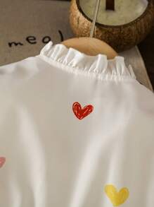 SHEIN LMoss Kids Young Girls & Young Girl Casual Matching Heart Print Shirt Dress, Suitable For Walking/Sports/Back To School & Everyday Casual Wear, Casual Outfit, Great For Casual & Daily Wear & School Daily In Spring And Autumn,Mom And Daughter Matching,Sister And Me Matching