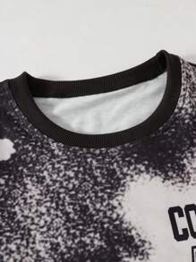 家庭同款图案套头卫衣，带口袋，个性化泥地赛车、摩托车越野赛、自行车、汽车、卡车、方格旗设计，休闲街头风 - 深灰色 - 查看 3