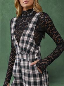 WESTFADE Western Plaid Sleeveless V Neck Overalls Jumpsuit - Nashville Outfits - Multicolor - View 2