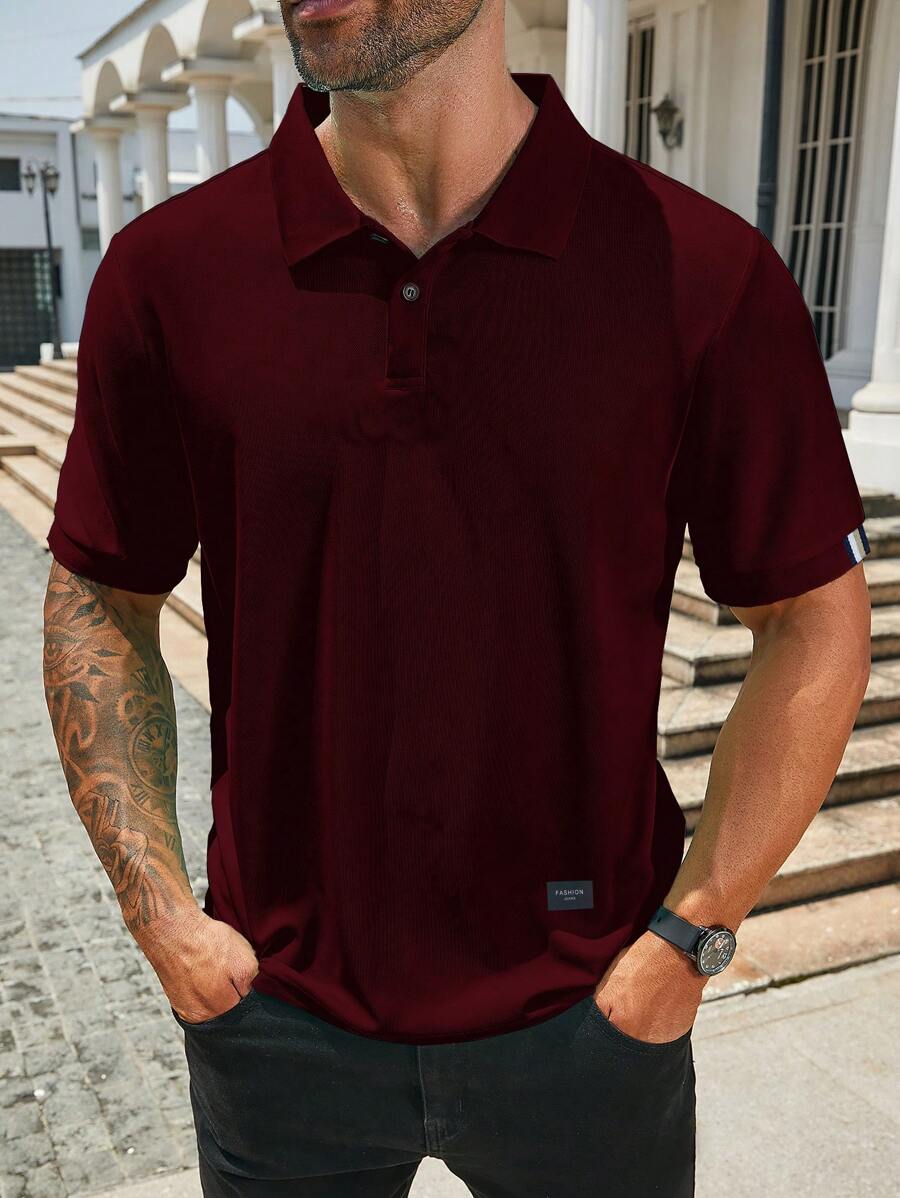 Manfinity Homme 大码男式短袖纯色休闲通勤 Polo 衫