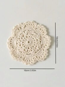 SHEIN 3 pièces Dessous de plat ronds au crochet en dentelle, sets de table pour vaisselle, tasses, bols, décoration de salle et fond photo. Dessous de plat ronds au crochet en dentelle de couleur blanche
