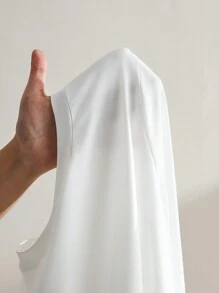 SHEIN Sport Studio Top casual da donna a girocollo bianco tinta unita a maniche lunghe, per uso quotidiano