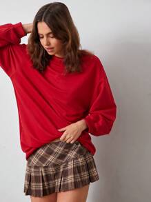 SHEIN EZwear Vestido sudadera moda de dopamina con estampado de letra de hombros caídos