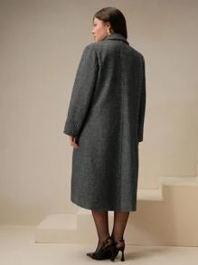 Anewsta 秋冬季大码女式休闲粗花呢大衣