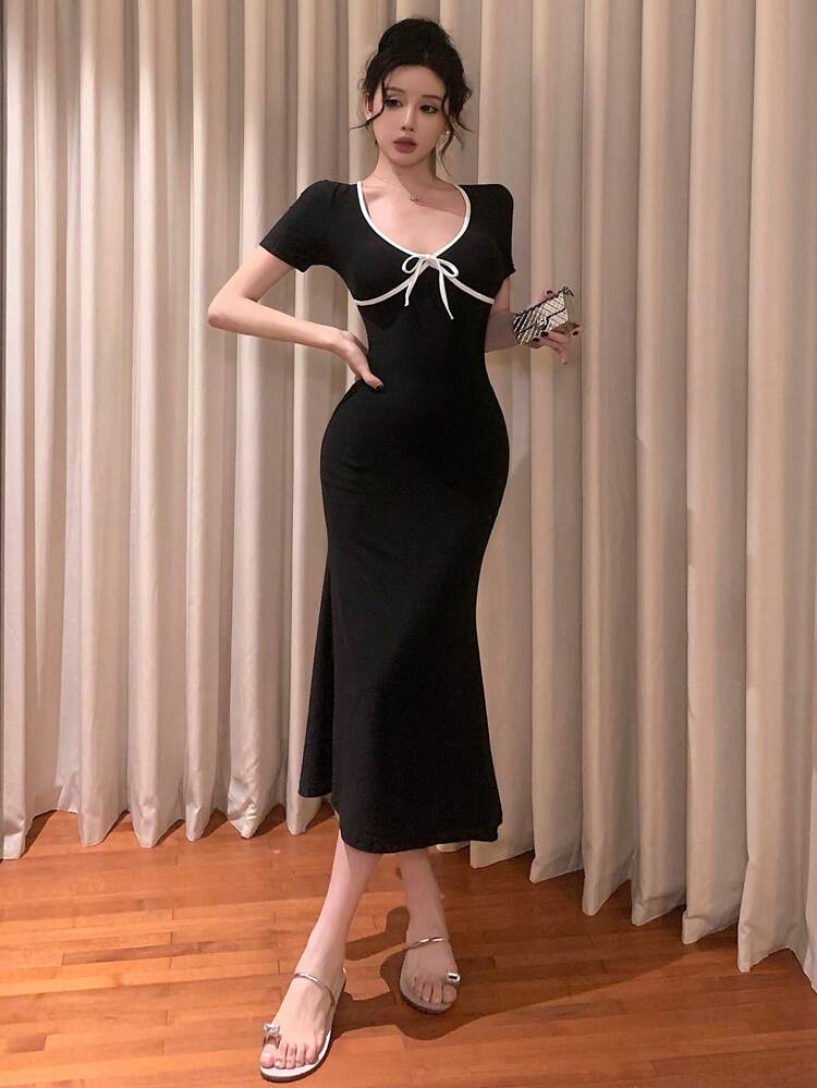 Spring/Summer New Design Color Block Splicing Dress For Women, Suitable For Night Out Prom Dress Sundress, Casual Women Dress
