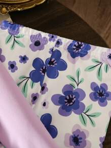 SHEIN LMoss Kids LMoss Young Girls & Young Girl Casual Matching Purple Floral Print Round Neck Long Sleeve Pullover T-Shirt & Solid Color Leggings, Suitable For Walking/Sports/Back To School & Everyday Casual Wear, Casual Outfit, Great For Casual & Daily Wear & School Daily In Spring And Autumn,Mom And Daughter Matching,Sister And Me Matching