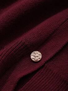 DAZY Encore Red Solid V-Neck Cardigan For Women, Valentine's Day & Chinese New Year,Fall Women Clothes - Burgundy - View 9