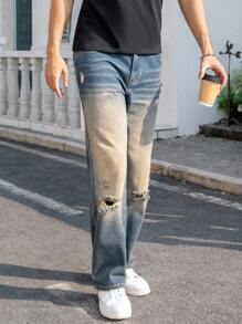 Manfinity LEGND Plus Size Men's Simple Front Button Pocket Casual Denim Jeans