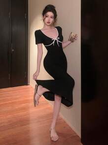 DAZY Spring/Summer New Design Color Block Splicing Dress For Women, Suitable For Night Out Prom Dress Sundress,Casual Women Dresses