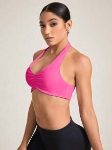 SHEIN Sport Studio Top canotta da allenamento minimalista, a tinta unita, con spalline a spaghetti e schiena aperta