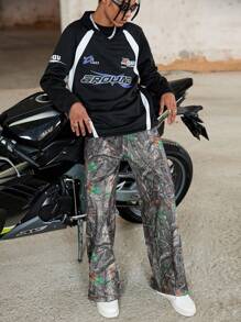 Manfinity EMRG Men's Fashionable Branch Print Drawstring Waist Sweatpants - Multicolor - View 3