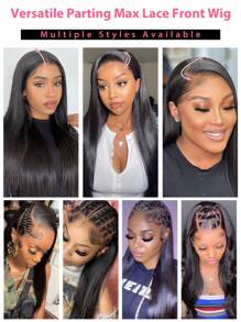 Straight Lace Front Wigs Human Hair Pre Plucked Transparent Lace Frontal Wig With Natural Hairline Baby Hair 13x6 13x4 180% Density Virgin Hair - Natural Black - View 7