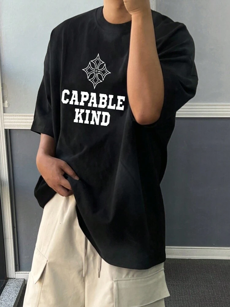 Men's Crew Neck Short Sleeve Letter Print Casual T-Shirt,Graphic Tees