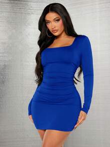 SHEIN SXY Robe décontractée de tous les jours simple de couleur unie, grande taille