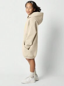 SUMWON Oversized Number 2 Print Hoodie Dress Long Comfortable Sweatshirt Athletic Fall Winter Sporty Casual Youth Club Style Streetwear