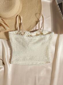 Calvaya Women Casual Camisole With 3D Floral Decor Adjustable Spaghetti Straps