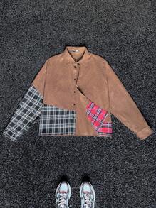 Manfinity VCAY Men's Loose Fit Patchwork Long Sleeve Woven Shirt - Multicolor - View 5