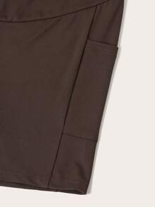 SHEIN Maternity Solid Color Pocket Casual Leggings, For Daily Wear