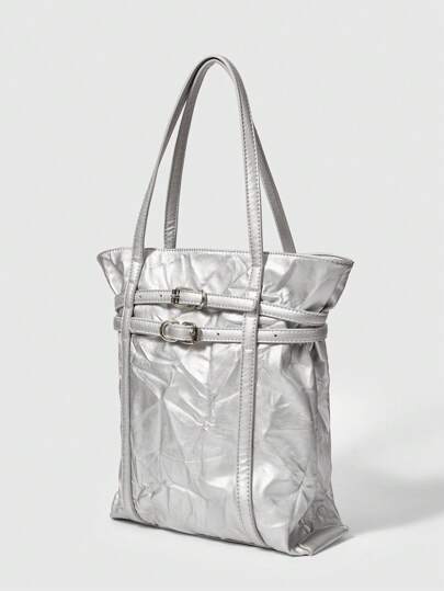 Grunge Punk Bolso de hombro de mujer de unicolor, adecuado para el transporte diario y los viajes
