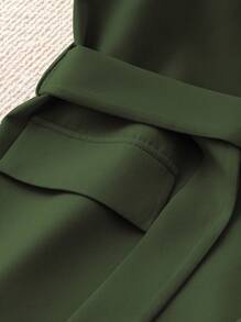 GlowEve Áo khoác blazer không tay ve trơn màu giản dị dành cho nữ, mùa thu - xanh quân đội - Xem 3