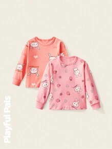 SHEIN 1 Pc Young Girls Sweatshirts Rabbit Fun Cartoon Print Cute/Vintage/Casual/ Spring/Summer - Multicolor - View 1