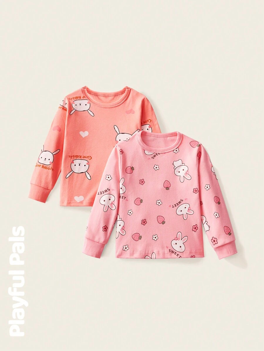 SHEIN 1 Pc Young Girls Sweatshirts Rabbit Fun Cartoon Print Cute/Vintage/Casual/ Spring/Summer - Multicolor - View 1