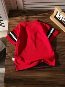 SHEIN Camisa polo de manga corta con cuello alto informal y bloques de color para niños pequeños, con botones delanteros, camisa formal y elegante, adecuada para uso diario casual, viajes, fiestas, festivales y la escuela, una camisa versátil, apropiada para primavera y verano