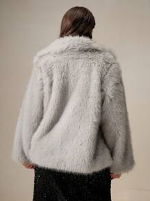Anewsta Veste ample élégante à col bouffant et manches longues, pour l'automne/l'hiver, grande taille