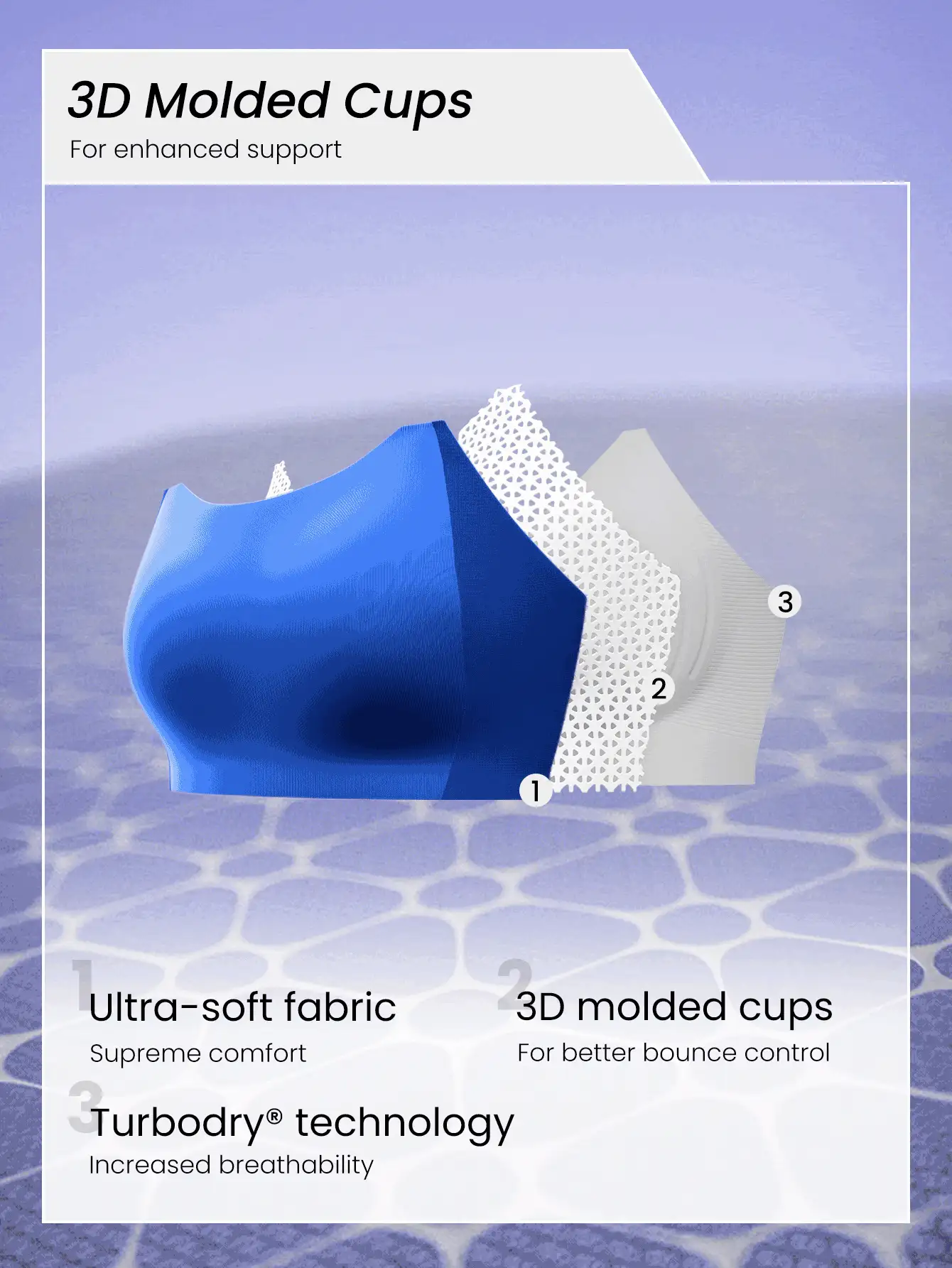 GLOWMODE High Support Mesh Max Convertible Strap Sports Bra Gym Workout Quick Dry Moisture Wicking - Blue - View 2